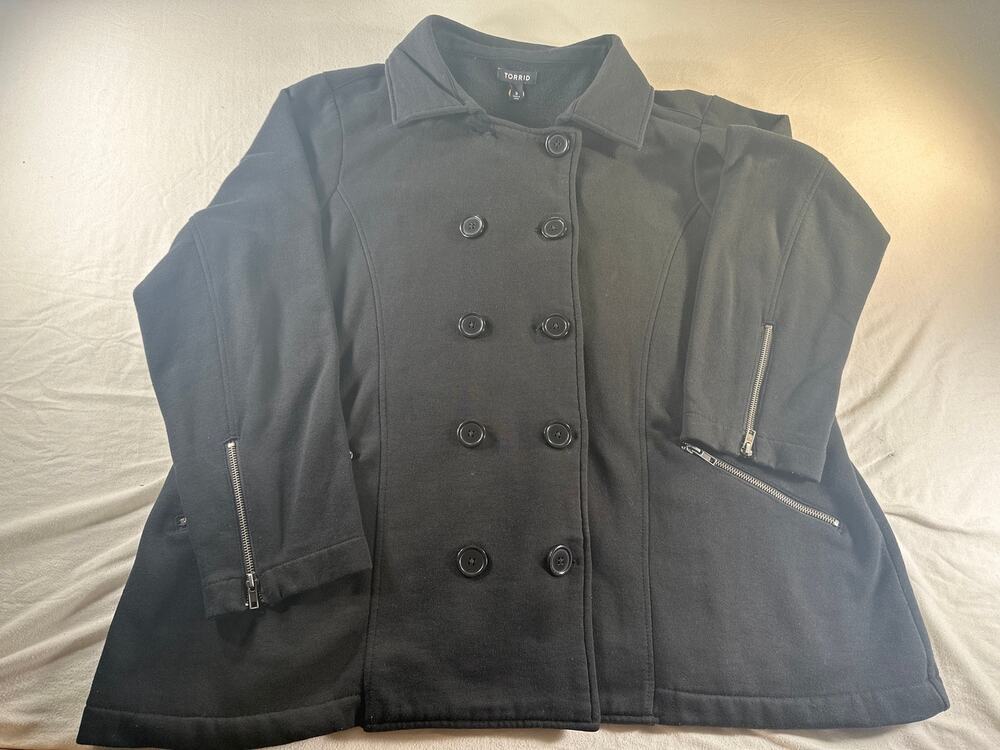 Torrid Black Double Breasted Military Style Jacket
